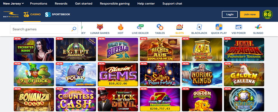 Online slots at BetRivers Casino in New Jersey