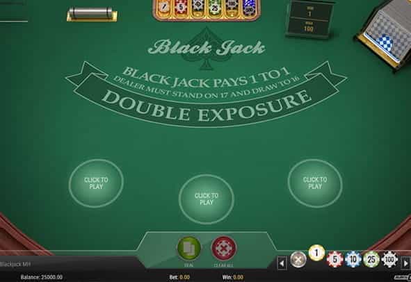 A Blackjack Double Exposure Multi-Hand free demo.