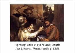 Fighting Card Players and Death - Painting by Jan Lievens, 1638