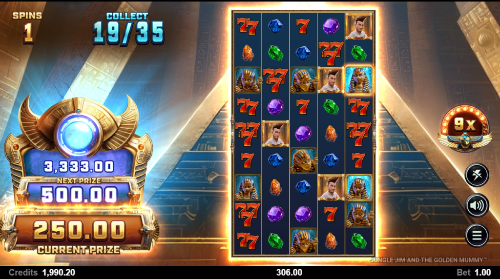 Screenshot from the Free Spins of Jungle Jim and the Golden Mummy