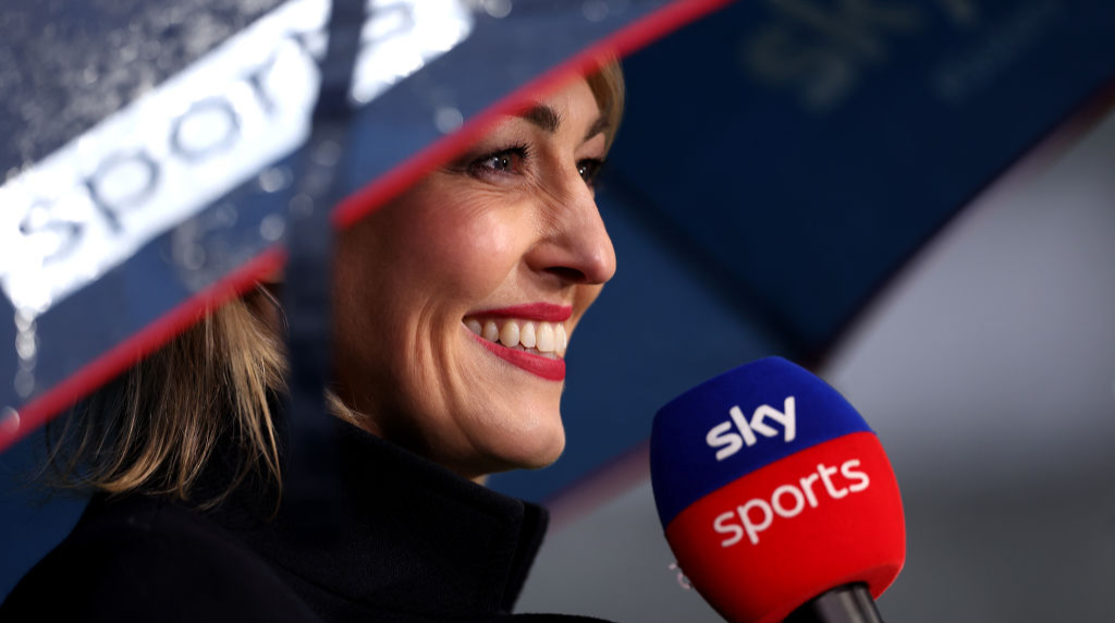 Sky Sports Presenter Kelly Cates on Duty at a 2024 Premier League Match
