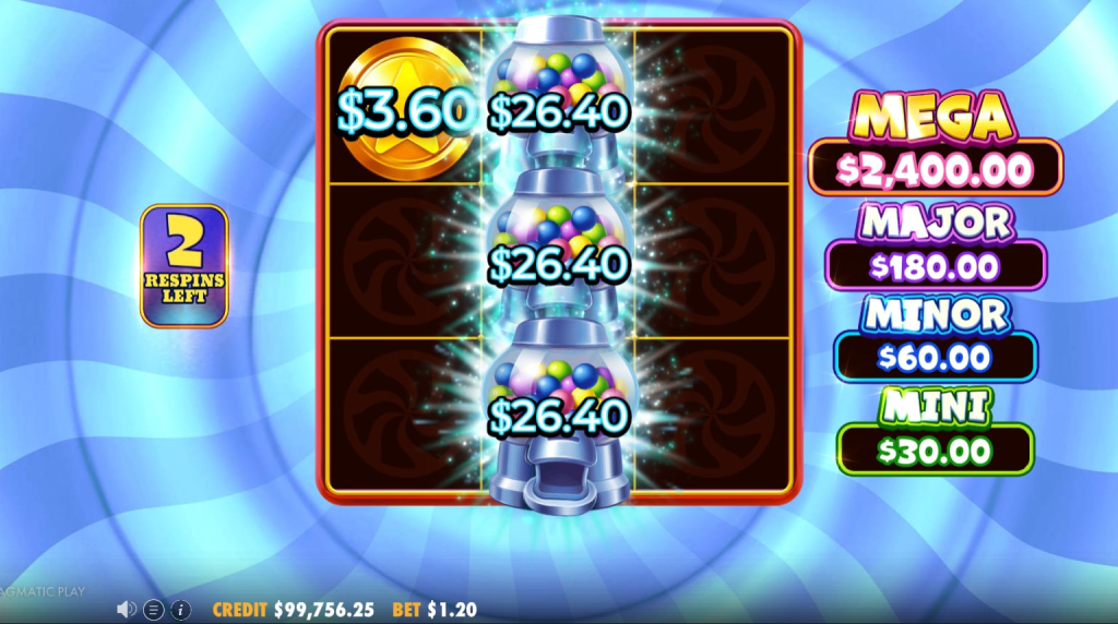 Screenshot from the Respins Round of Super Gummy Strike