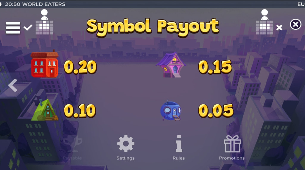 Screenshot from the Paytable of World Eaters