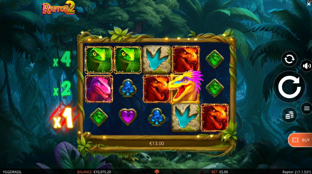 Screenshot from the New Raptor 2 Slot by Yggdrasil Gaming