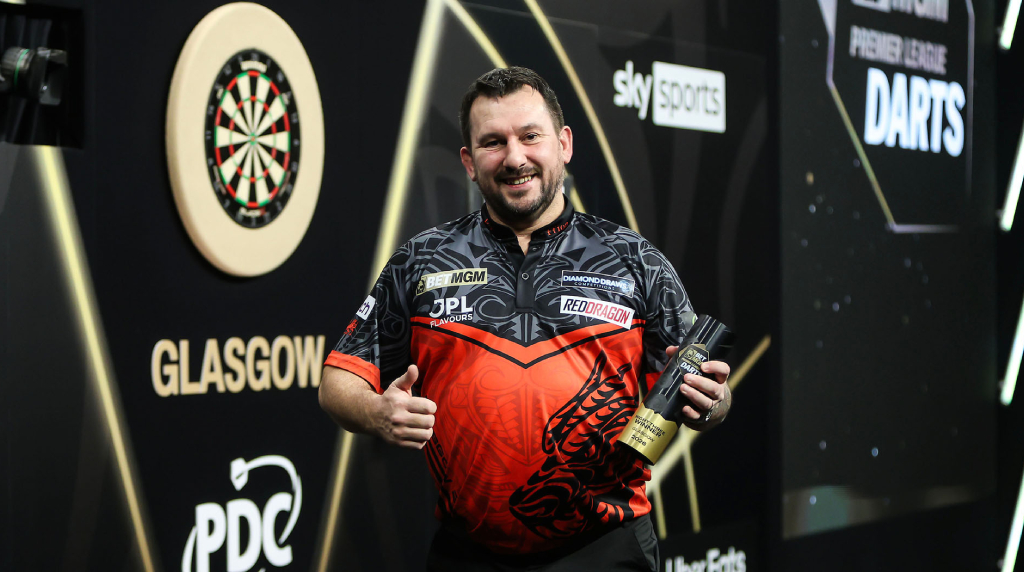 Jonny Clayton Celebrates Night Three Success in the 2026 Premier League in Glasgow's OVO Hydro.