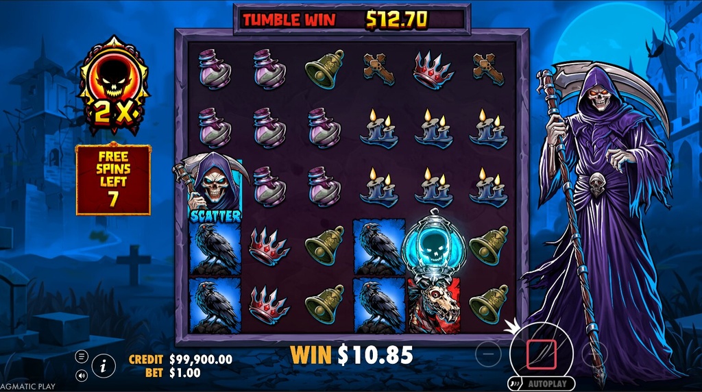 Screenshot from the Free Spins Round of Death Dominion
