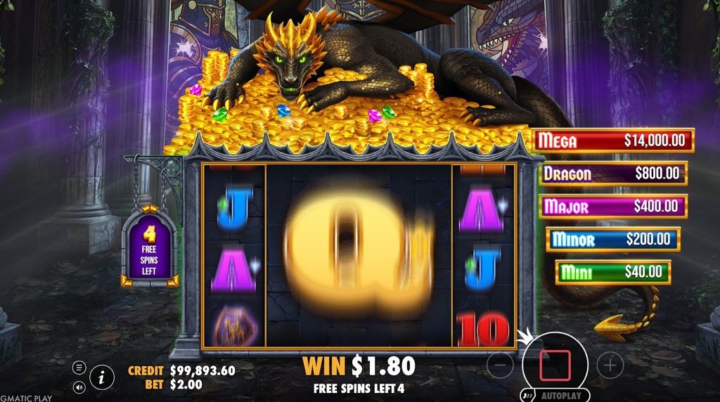 Screenshot from the free spins game of Sleeping Dragon Ultra Dark