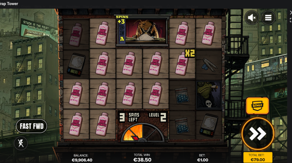Screenshot from the Free Spins of Trap Tower