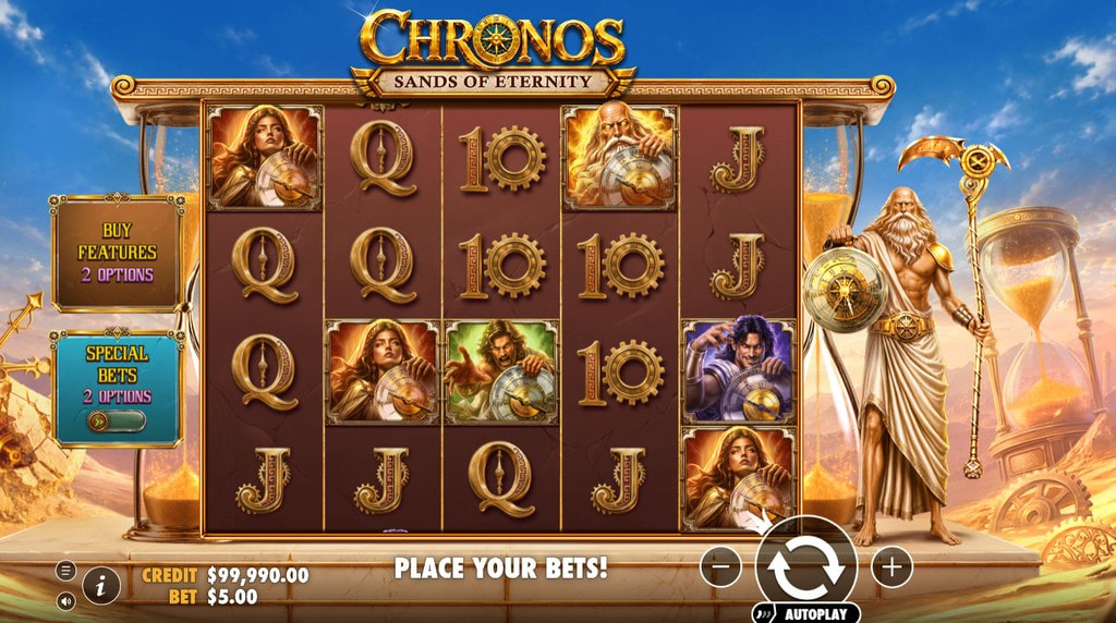 Screenshot from the New Chronos Sands of Eternity Slot by Pragmatic Play