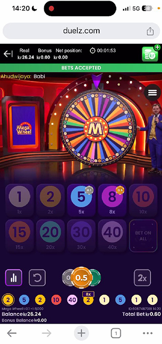 Screenshot From Mega Wheel, Tested for Denmark