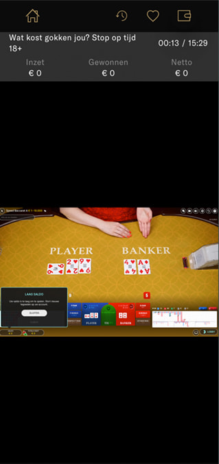 Speed Baccarat live spel interface