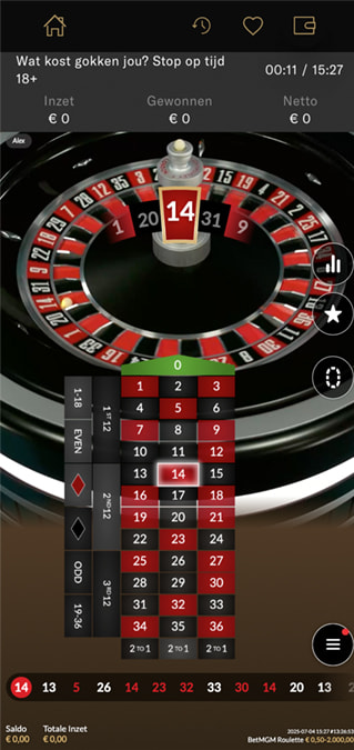 Speed Roulette live spel bij BetMGM Casino
