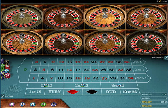 Multi Wheel Roulette giver dig mulighed for at spinne 8 på én gang