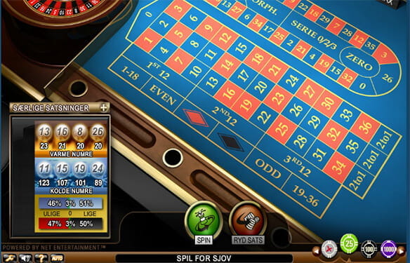 Roulette Advanced er som almindelig roulette, men med ekstra bettingmuligheder