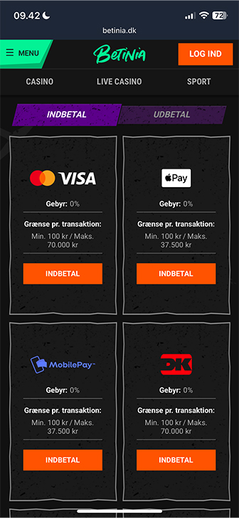 Visning af minimumsindbetaling med Apple Pay for at få bonus.