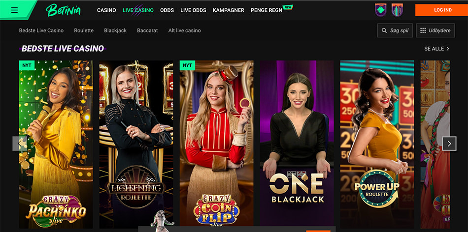 Betinia har også et stærkt spiludvalg at bryste sig med.