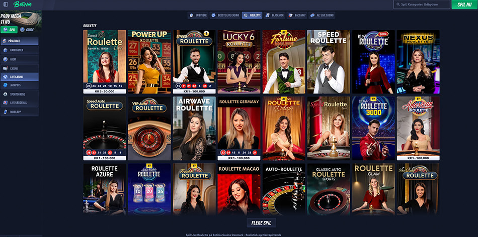 Betinia live roulette spil med realistisk casinooplevelse