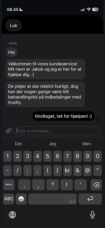 Dansk kundeservice testet på Betinia.