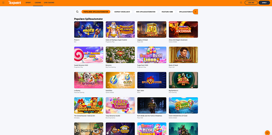 Expekt spillemaskiner med udvalg af slots