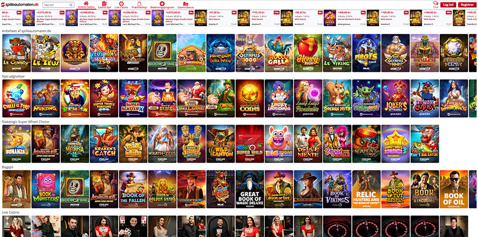 Spilleautomaten.dk forside med velkomstbonus og design
