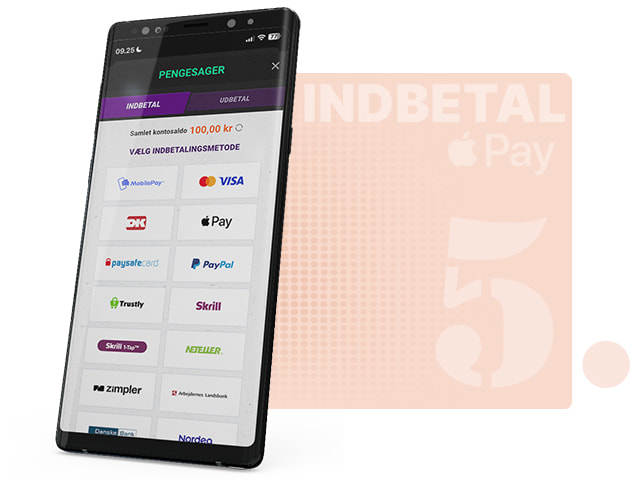 Saldoen på din casinokonto er opdateret med det beløb, du indbetalte med via Apple Pay.