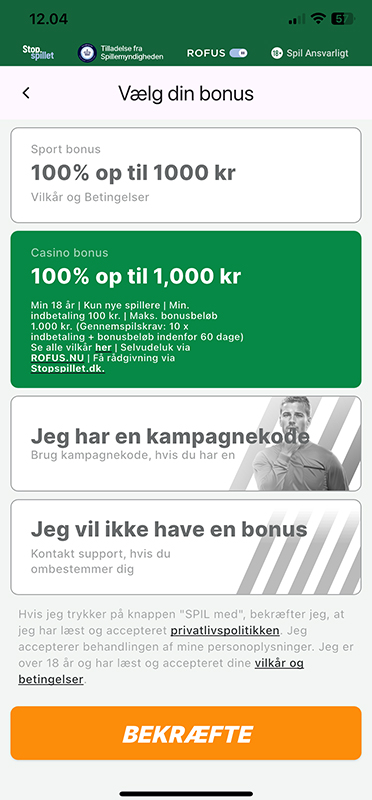 Omsætningskravene i bonusbetingelser til bonus på CampoBet
