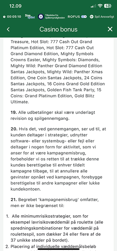 Kontolukning i bonusbetingelser på CampoBet