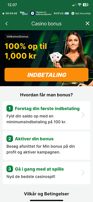 Indbetalingskrav til en bonus på CampoBet