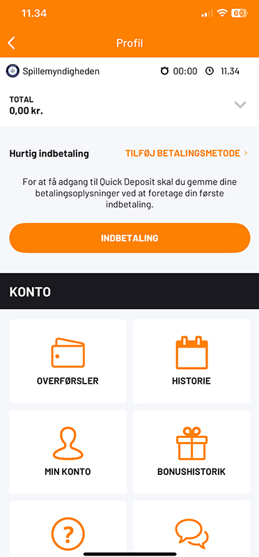 Saldoen på en spillerkonto på Expekt