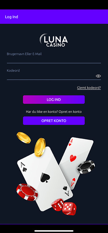 Registreringssiden hos Luna Casino