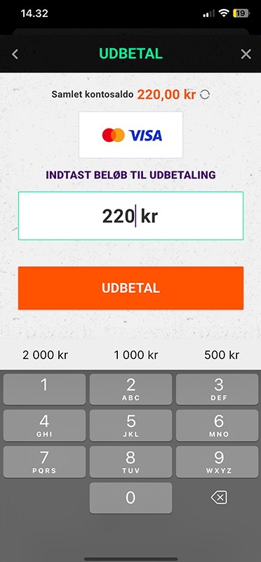 Anmodning om udbetaling hos Betinia.