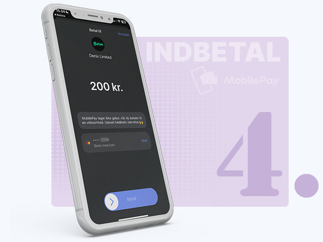Nogle gange bliver du flyttet til MobilePay app, som det kan ses her.