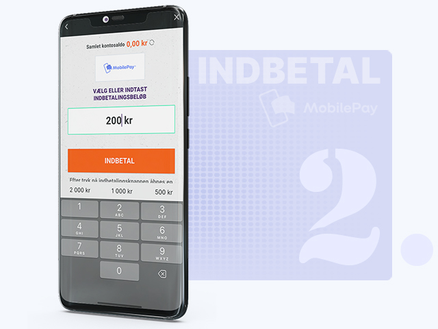 Et eksempel på en side, du møder, når du skal indtaste beløb til indbetaling med MobilePay.