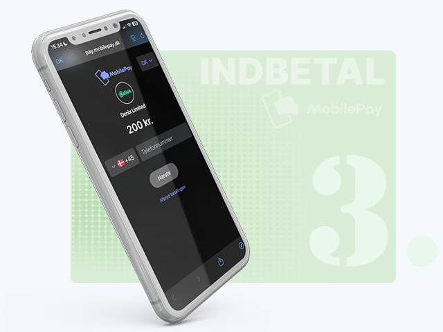 Login-skærmen du kan møde, når du skal indbetale med MobilePay.