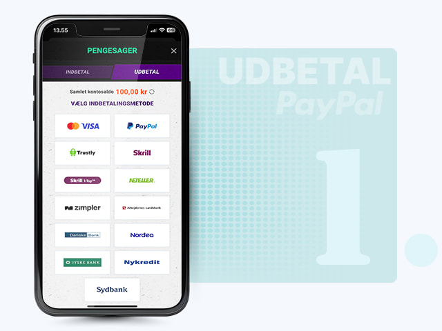 Udbetalingssiden på et casino, hvor du kan hæve med PayPal.
