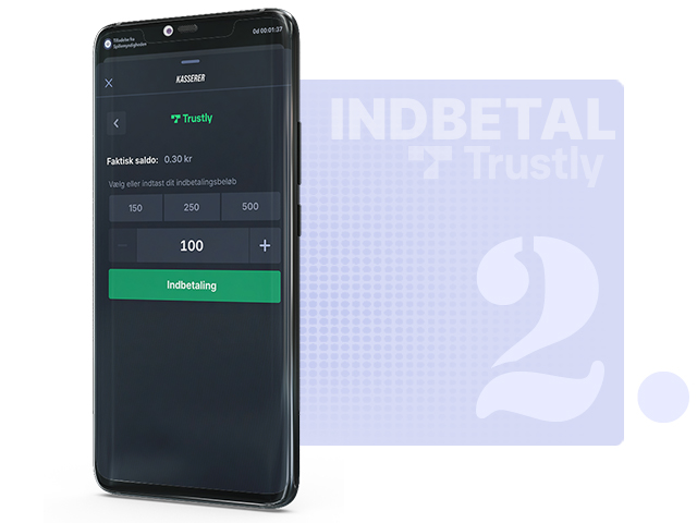 Indtast det ønskede indbetalingsbeløb i Trustly-flowet.