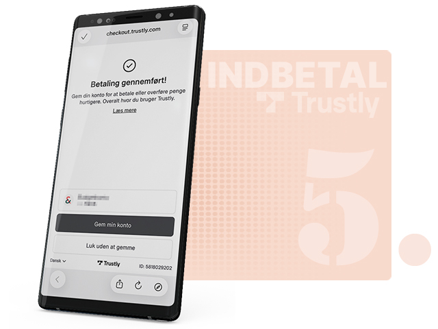 Indbetalingen med Trustly er gennemført, og saldoen er opdateret.