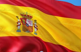 Nærbillede af det spanske flag.