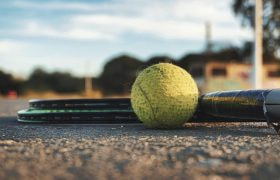 Tennis bold på jorden.