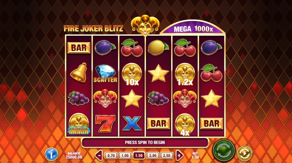 Skærmbillede fra den nye Fire Joker Blitz spilleautomat fra Play’n GO