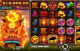 Skærmbillede fra den nye Fire Stampede 2 spilleautomat fra Pragmatic Play