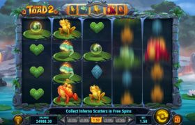 Skærmbillede fra den nye Fire Toad 2 spilleautomat fra Play’n GO