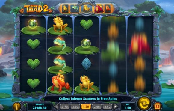 Skærmbillede fra den nye Fire Toad 2 spilleautomat fra Play’n GO