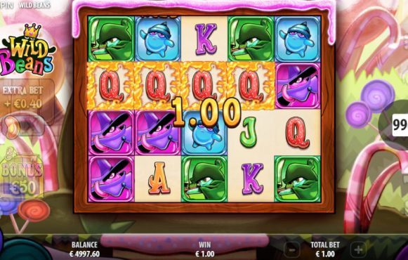 Skærmbillede fra den nye Wild Beans spilleautomat fra Quickspin