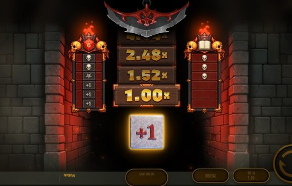 Skærmbillede fra den nye Heads Will Roll spilleautomat fra Thunderkick