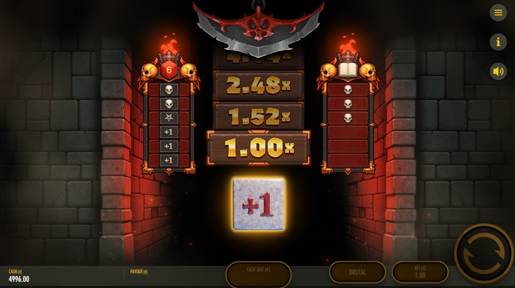 Skærmbillede fra den nye Heads Will Roll spilleautomat fra Thunderkick