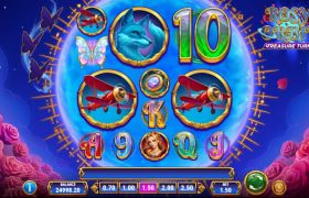 Skærmbillede fra den nye Rosy Orbit Treasure Turn spilleautomat fra Play’n GO