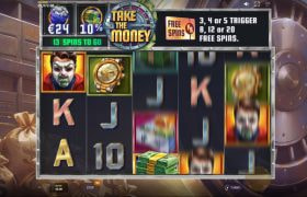 Skærmbillede fra den nye Take the Money spilleautomat fra Red Tiger