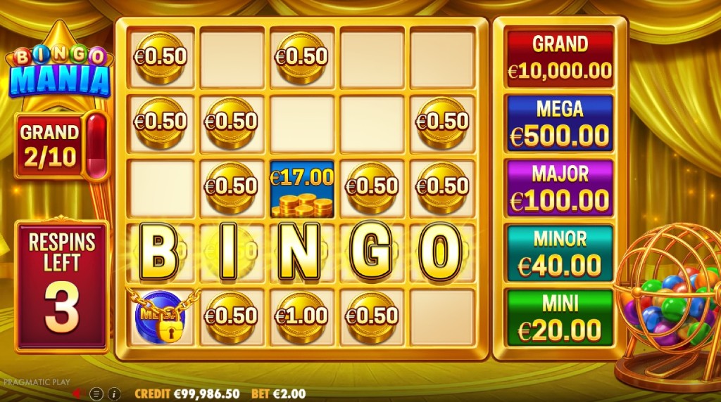 Skærmbillede fra funktionen Bingo Bonus i Bingo Mania