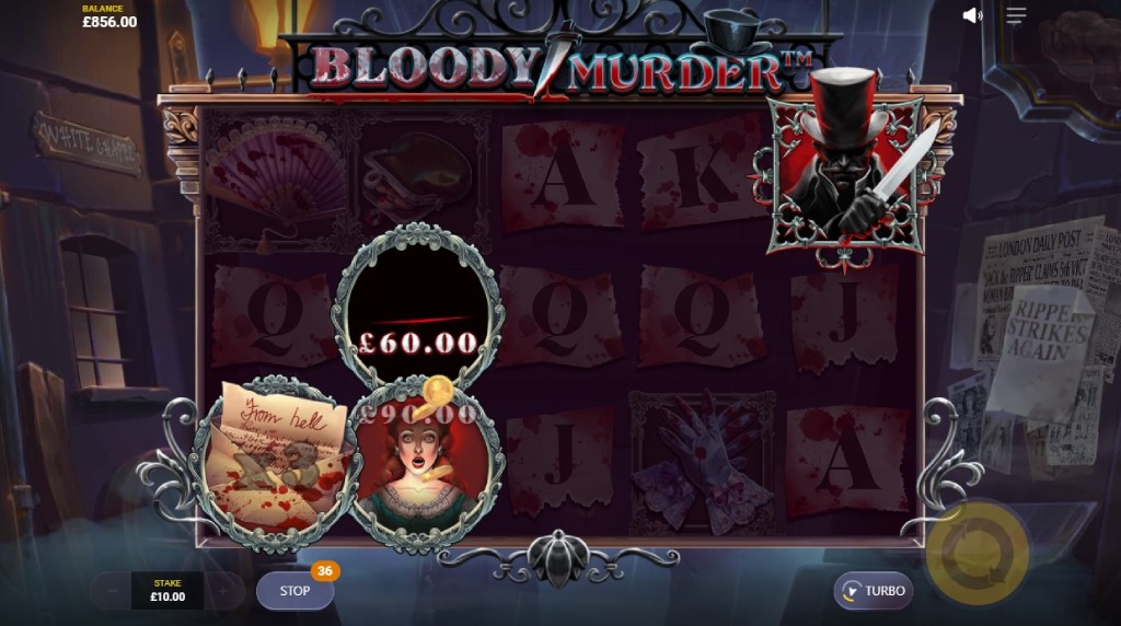 Skærmbillede fra det Nye Bloody Murder Slot af Red Tiger Gaming